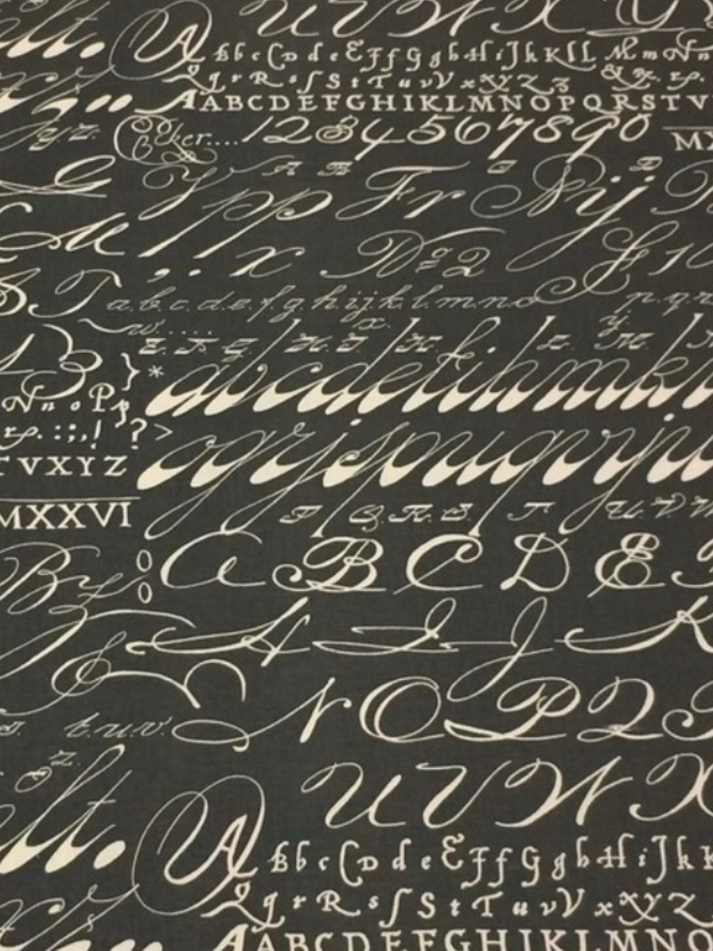 One yard of chalkboard Slate script fabric by Lacefield designs